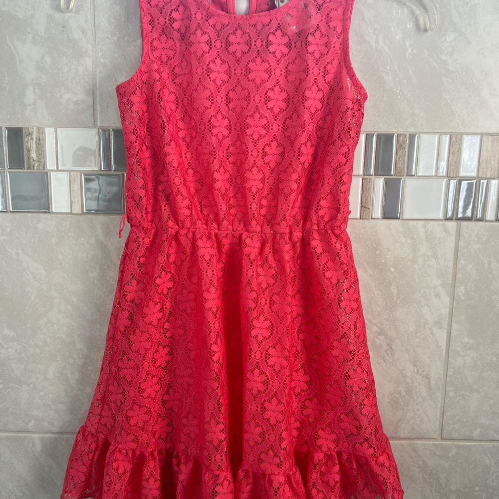 Elegant Pink / coral Lace Kids Dress size 10
